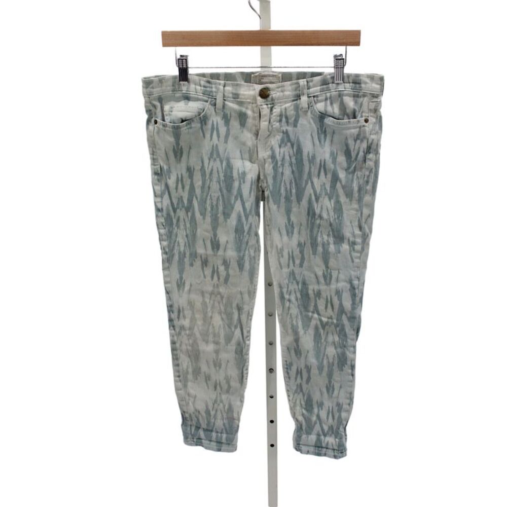 Current/Elliott Womens Cropped Geometric Blue Cotton Jeans Size 31